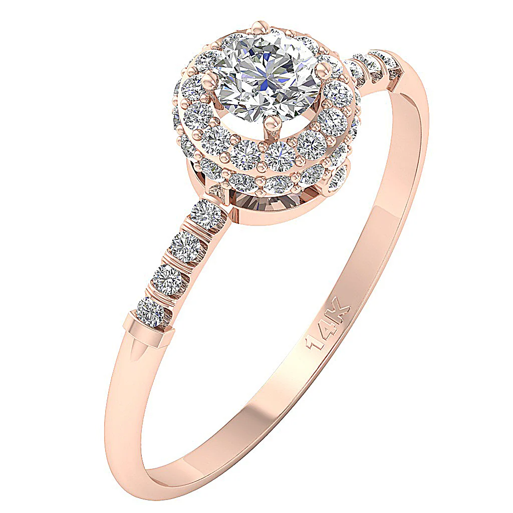 The Shepherd 14k Yellow Gold Genuine Diamond Beautiful Halo Solitaire Ring For Her - Image 3