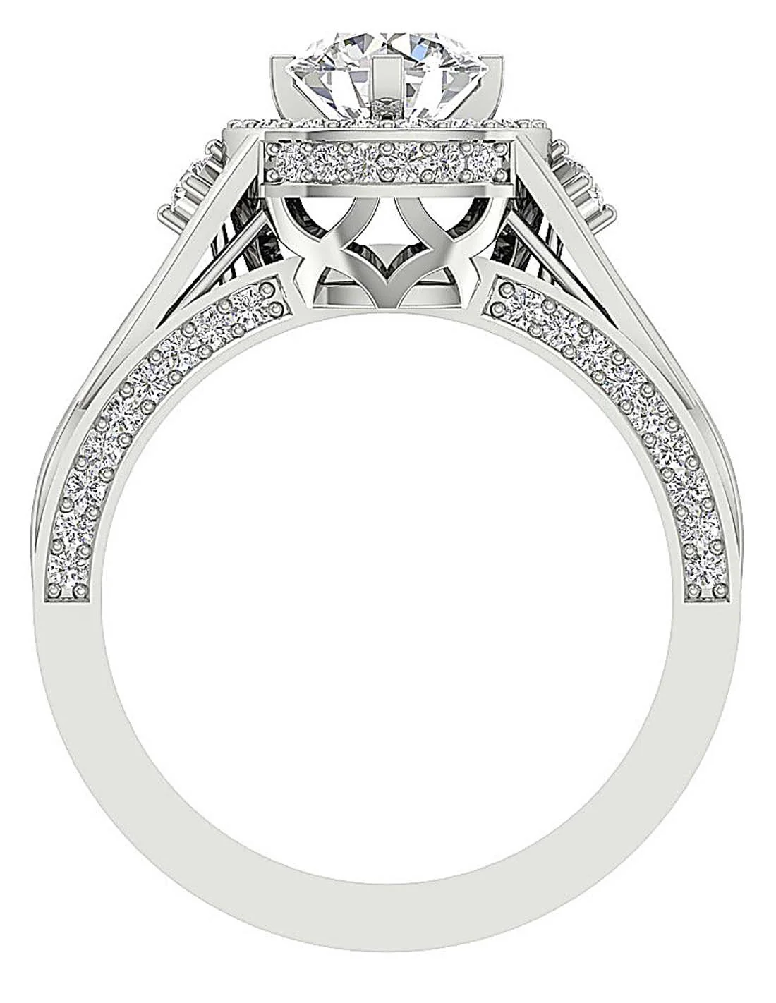 The Shiloh 14k Yellow Gold Round Diamond Halo Solitaire Anniversary Ring For Women - Image 4