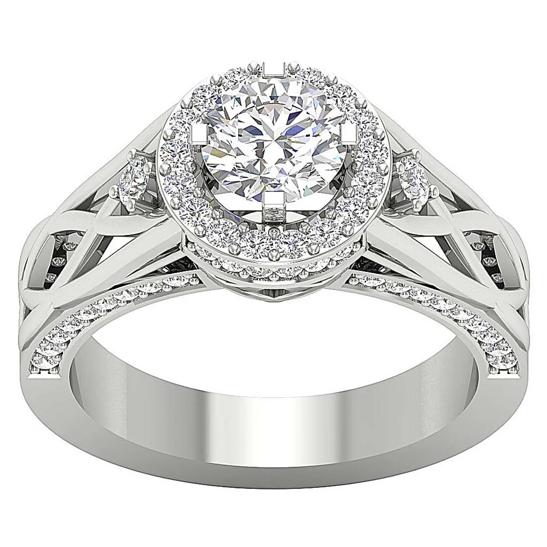 The Shiloh 14k Yellow Gold Round Diamond Halo Solitaire Anniversary Ring For Women - Image 5