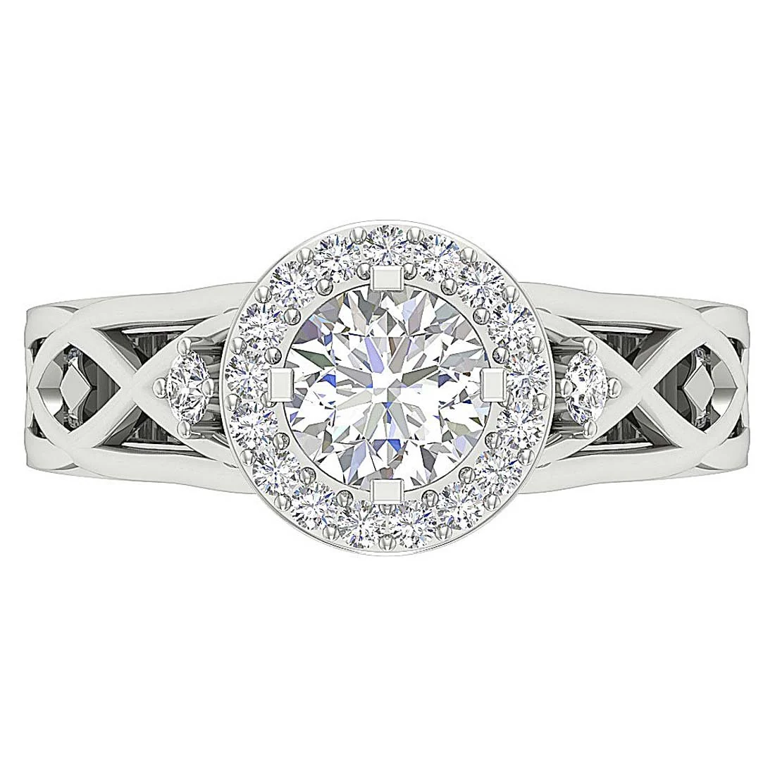 The Shiloh 14k Yellow Gold Round Diamond Halo Solitaire Anniversary Ring For Women - Image 6