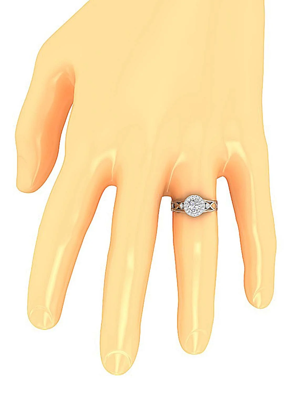 The Shiloh 14k Yellow Gold Round Diamond Halo Solitaire Anniversary Ring For Women - Image 9