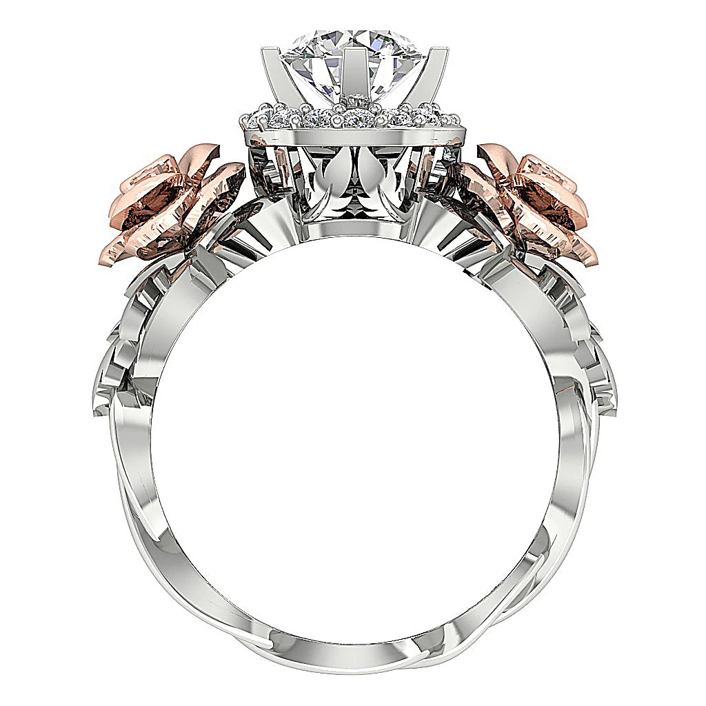 The Siena Rose Designe Solitaire Engagement Ring Natural Diamond 14K Two-Tone Gold - Image 7
