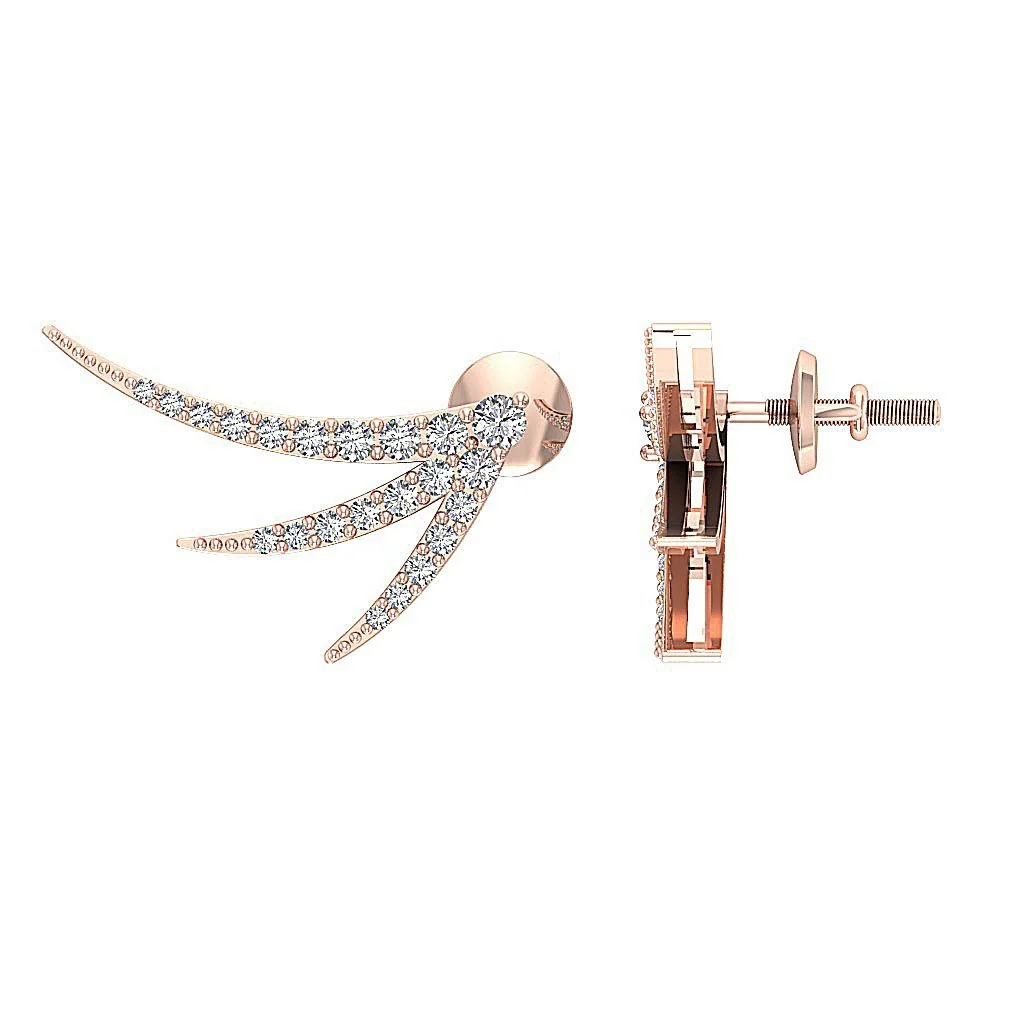 The Silas Round Brilliant Cut Diamond Prong Set Fashion Stud Earring White Gold - Image 10