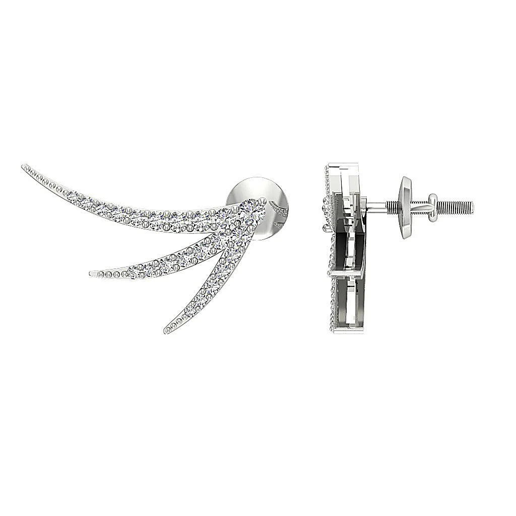 The Silas Round Brilliant Cut Diamond Prong Set Fashion Stud Earring White Gold - Image 11