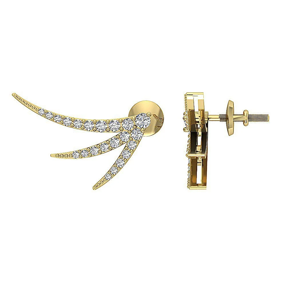 The Silas Round Brilliant Cut Diamond Prong Set Fashion Stud Earring White Gold - Image 12