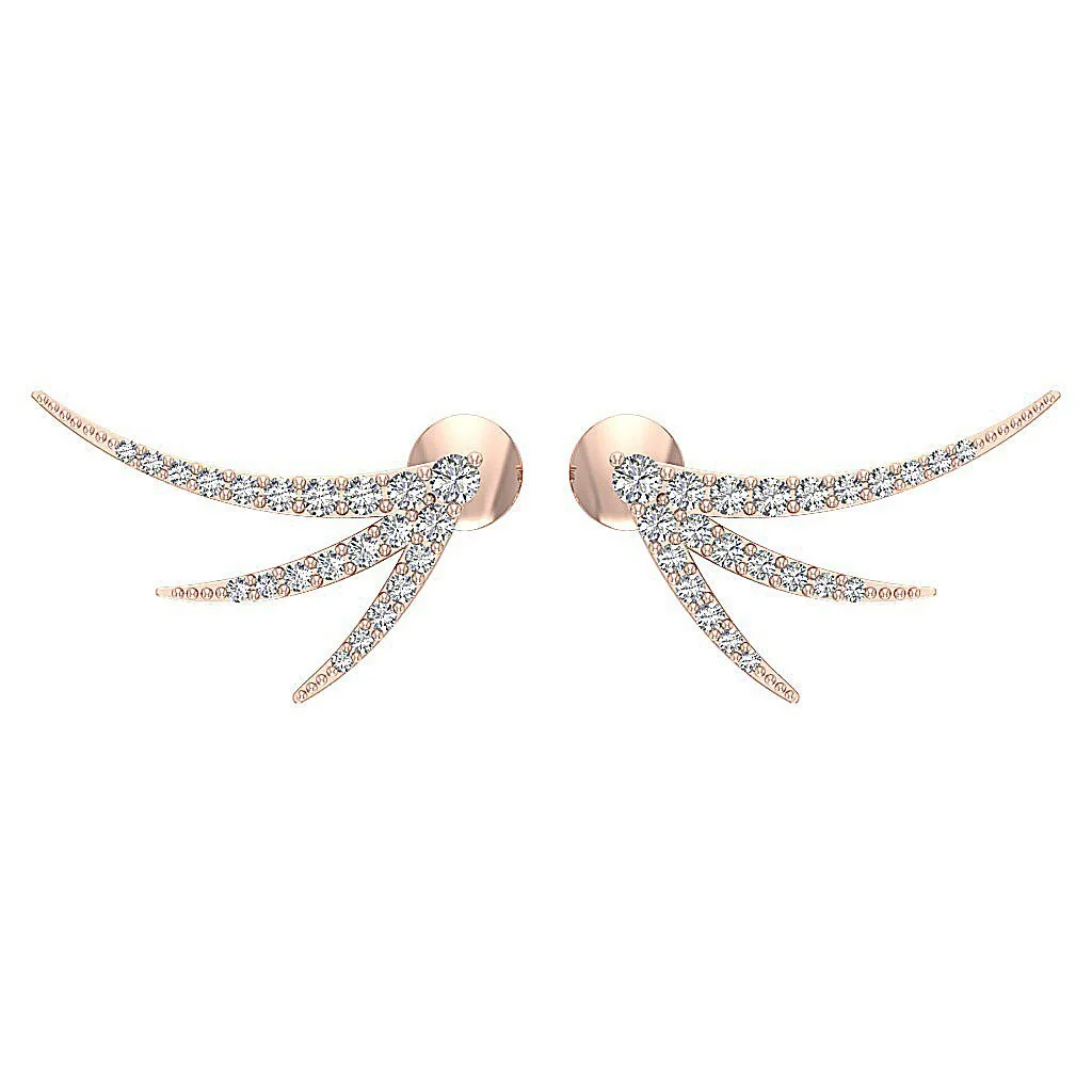 The Silas Round Brilliant Cut Diamond Prong Set Fashion Stud Earring White Gold - Image 4