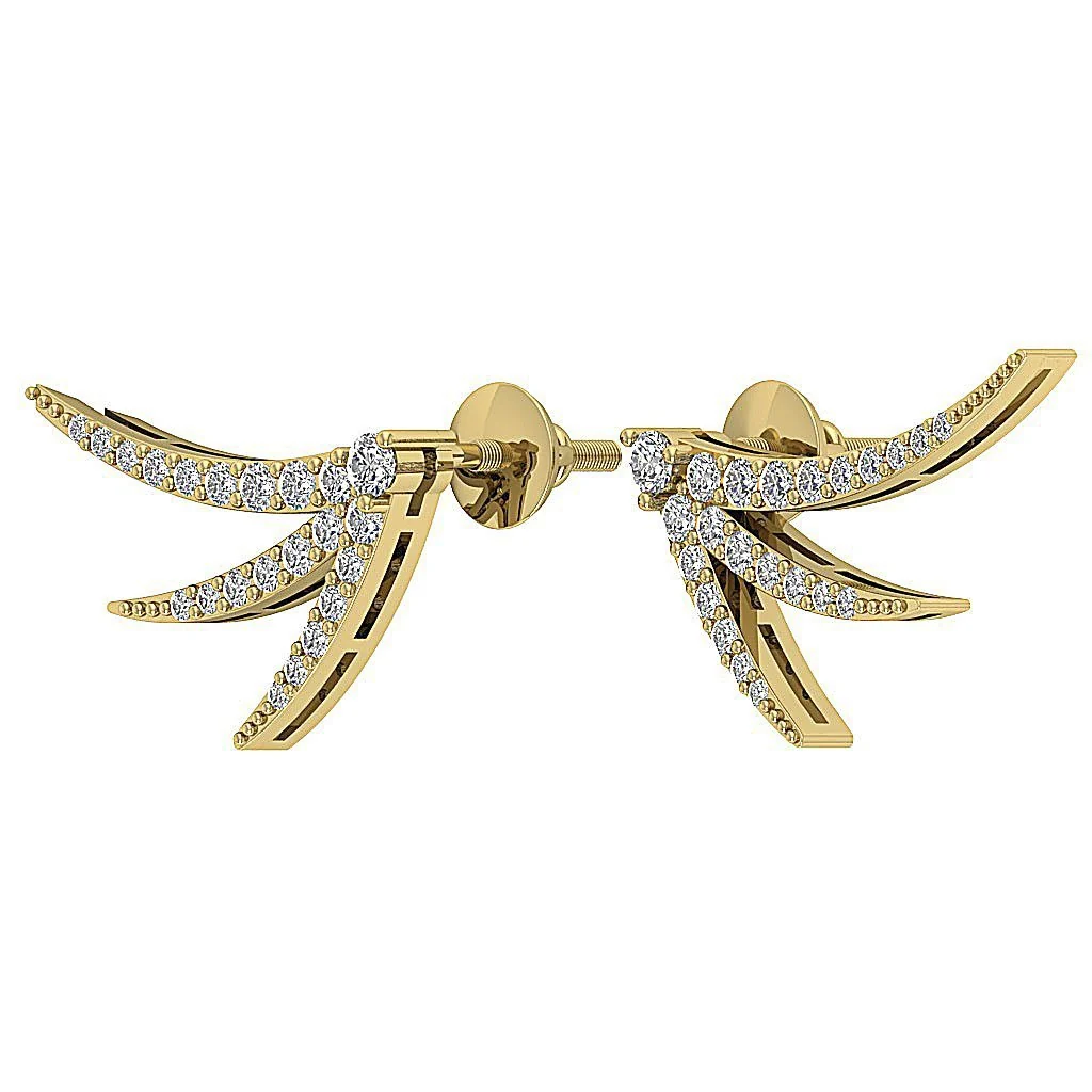 The Silas Round Brilliant Cut Diamond Prong Set Fashion Stud Earring White Gold - Image 5