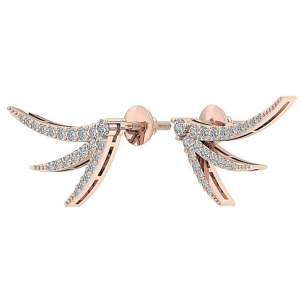 The Silas Round Brilliant Cut Diamond Prong Set Fashion Stud Earring White Gold - Image 6