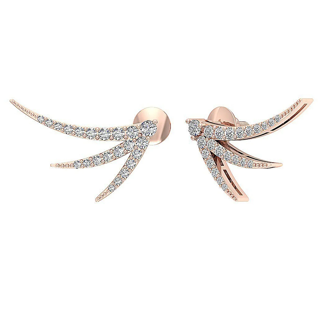 The Silas Round Brilliant Cut Diamond Prong Set Fashion Stud Earring White Gold - Image 7