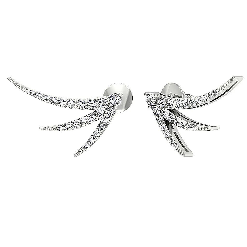 The Silas Round Brilliant Cut Diamond Prong Set Fashion Stud Earring White Gold - Image 8