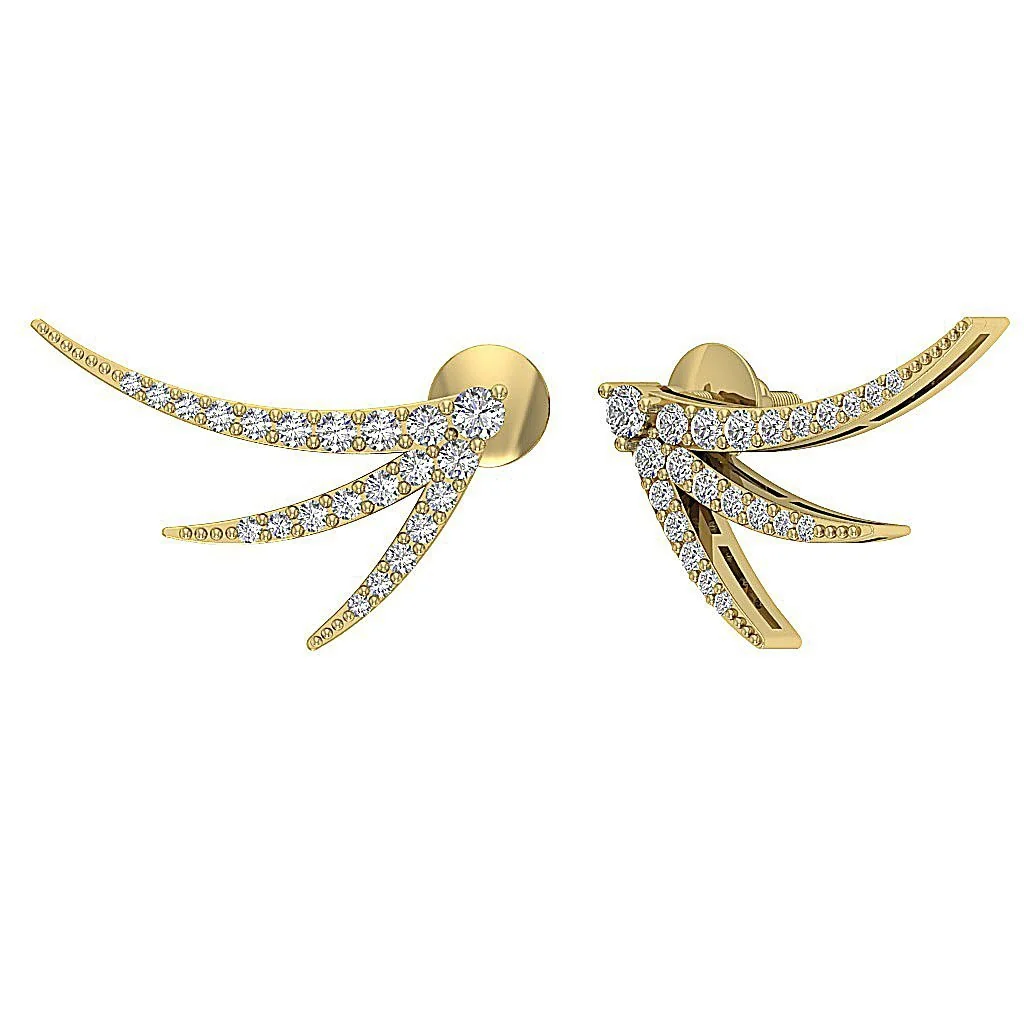 The Silas Round Brilliant Cut Diamond Prong Set Fashion Stud Earring White Gold - Image 9