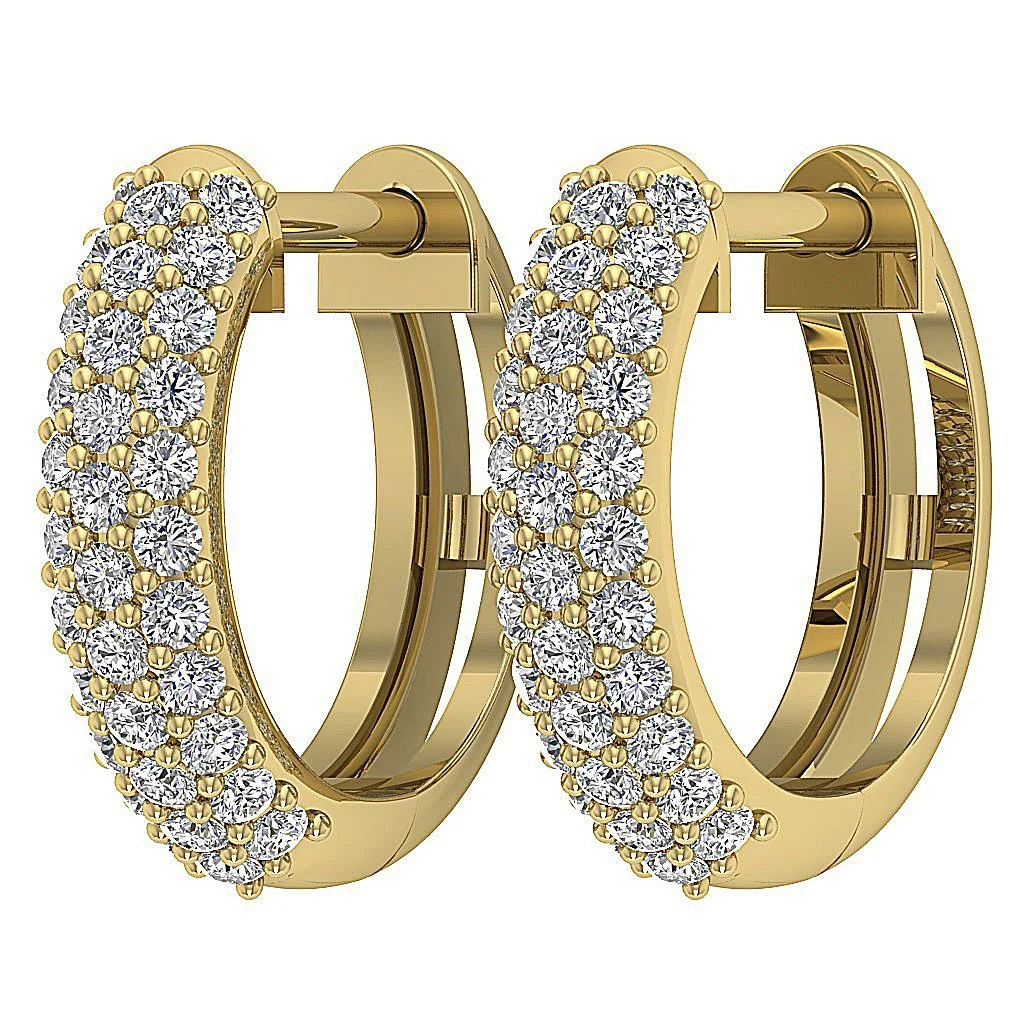 The Simon Round Cut Diamond Hoop Earring Pave Set 14K White Yellow Rose Gold