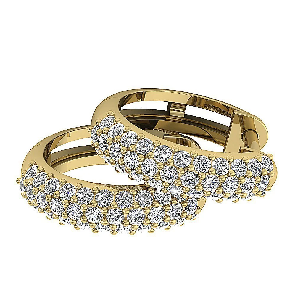The Simon Round Cut Diamond Hoop Earring Pave Set 14K White Yellow Rose Gold - Image 10