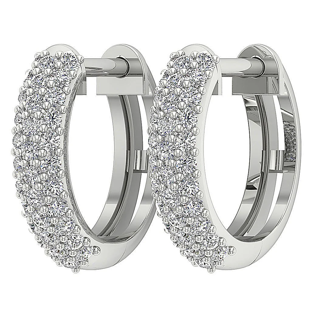 The Simon Round Cut Diamond Hoop Earring Pave Set 14K White Yellow Rose Gold - Image 2