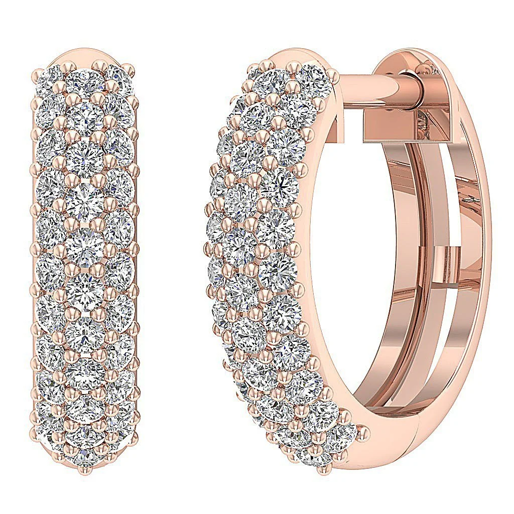 The Simon Round Cut Diamond Hoop Earring Pave Set 14K White Yellow Rose Gold - Image 6