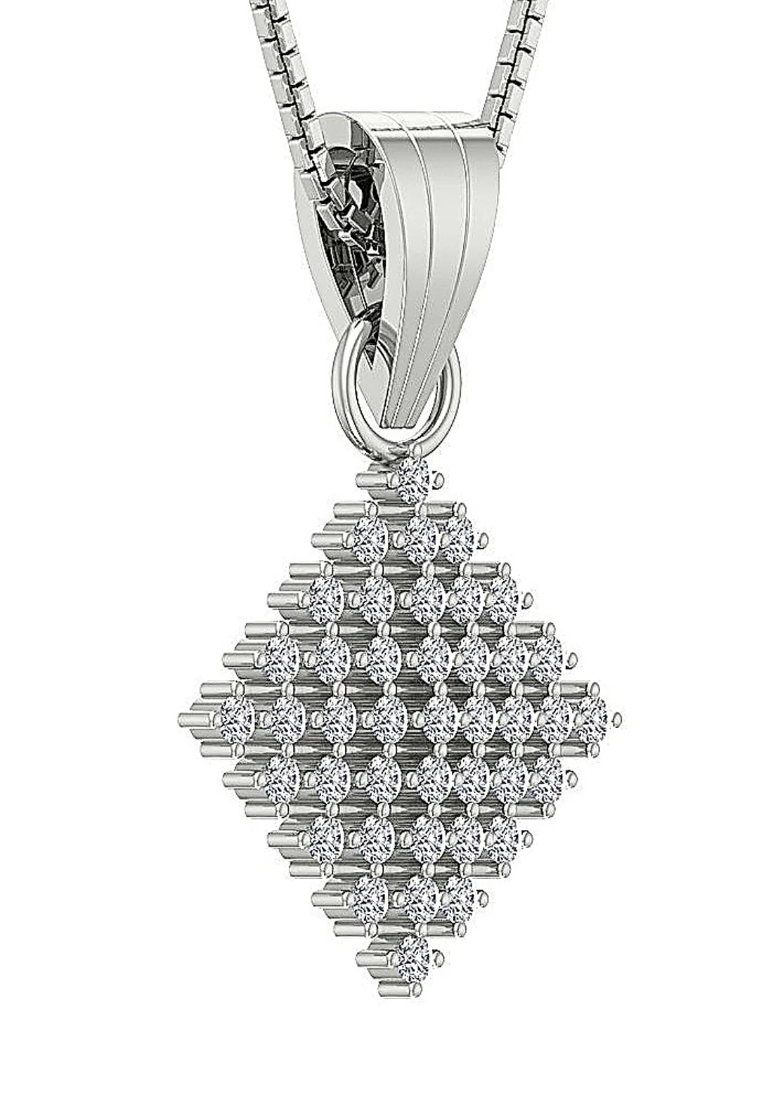The Simon Round Cut Diamond 14K White Gold Vintage Fashion Pendant 1.16 Inch - Image 4