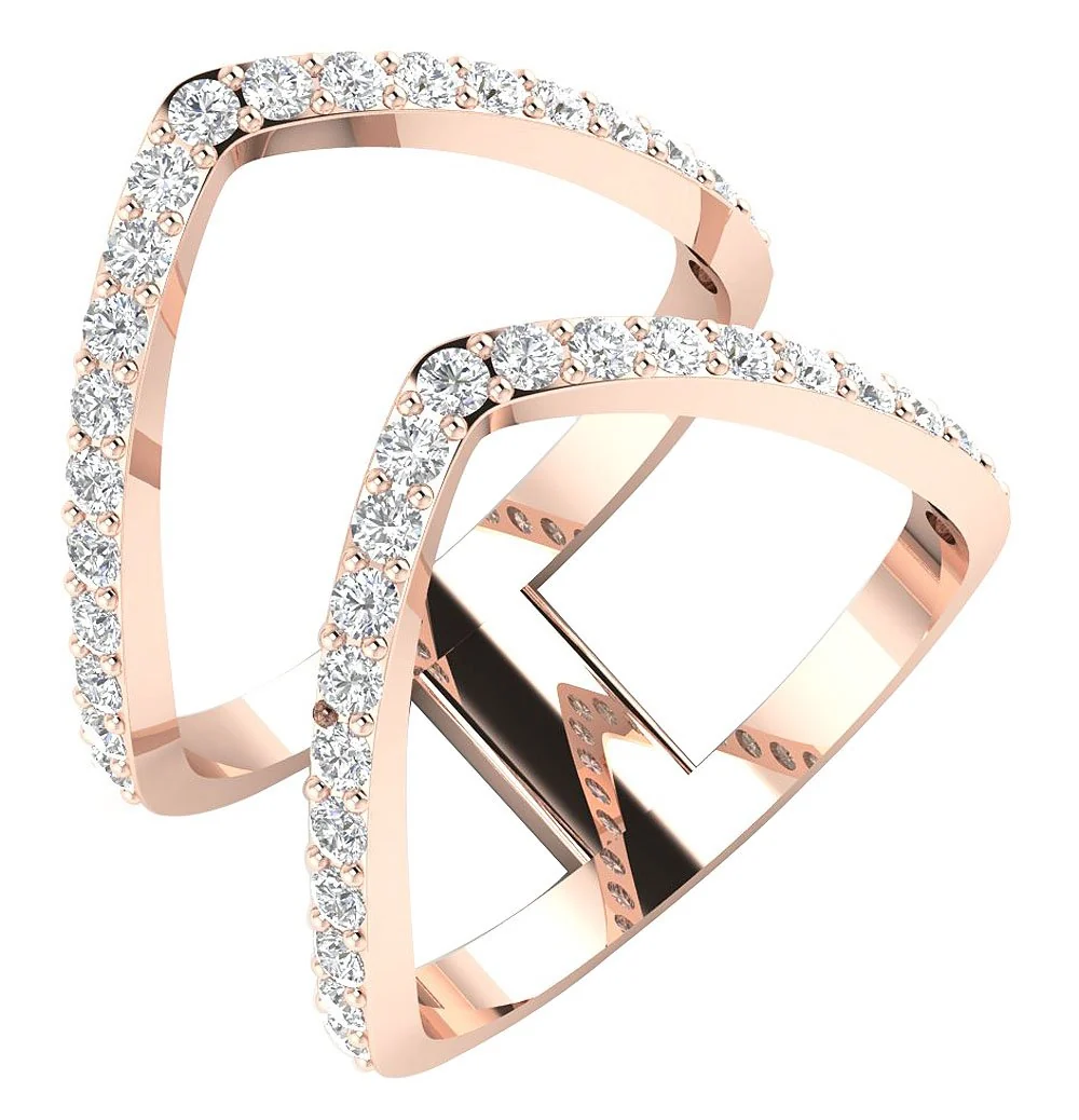 The Simone Genuine Diamond 14K Solid Gold Anniversary Wedding Ring - Image 3