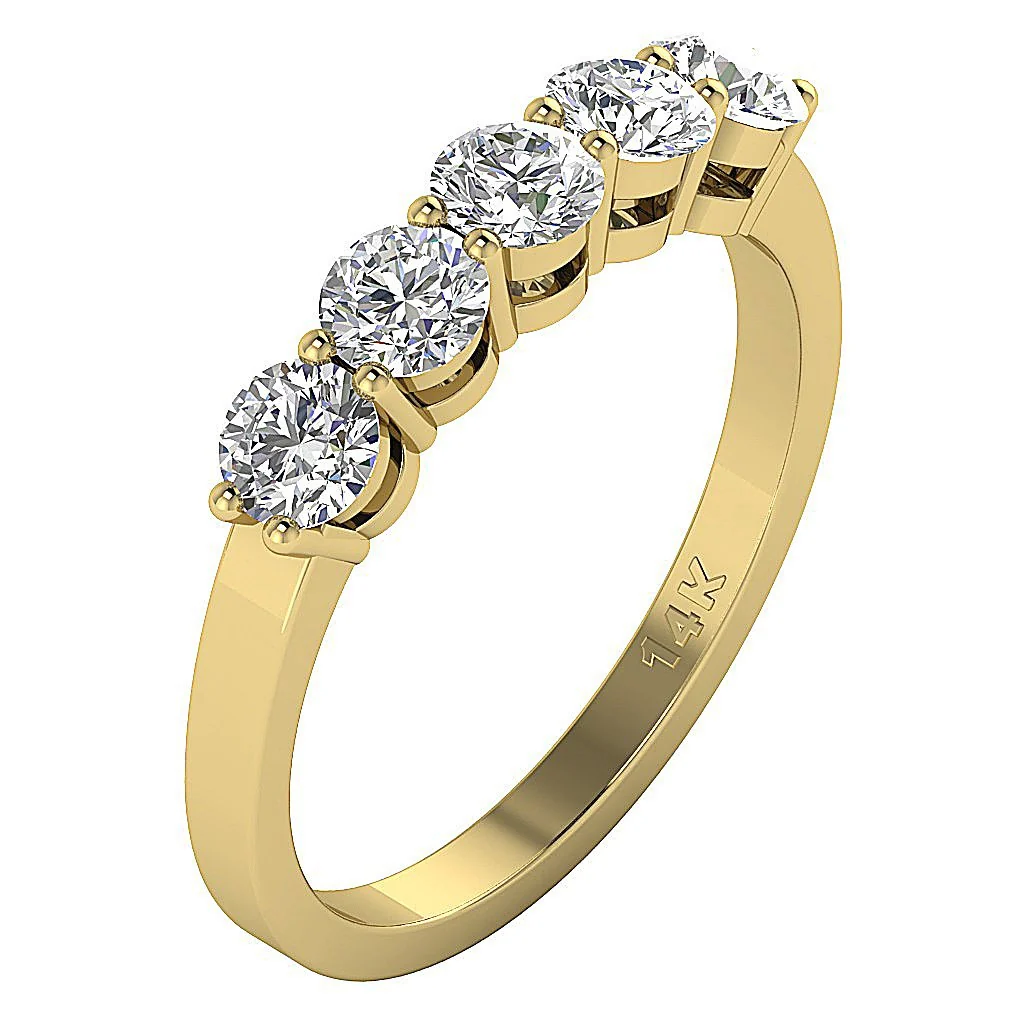 The Sincere 14K Rose Gold Natural Diamond Classsic Five Stone Engagement Ring For Her - Image 2
