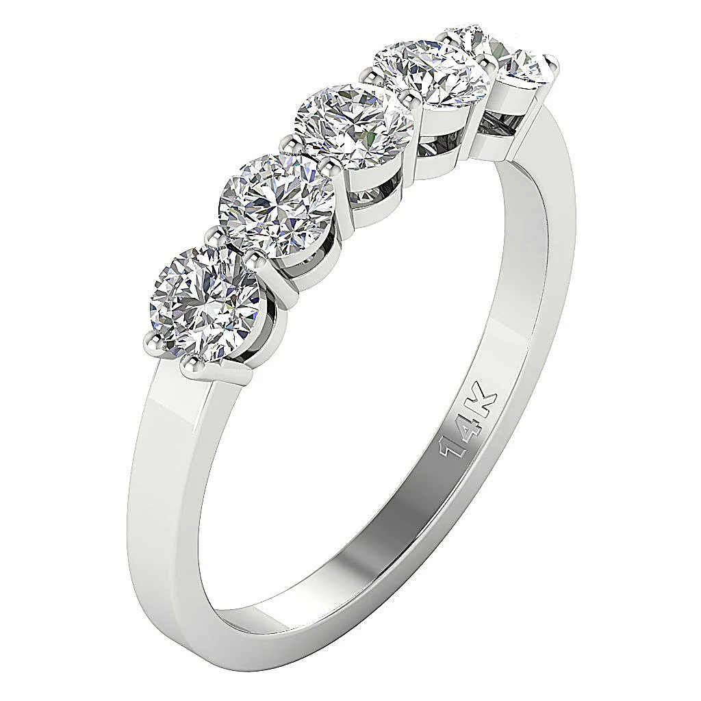 The Sincere 14K Rose Gold Natural Diamond Classsic Five Stone Engagement Ring For Her - Image 3