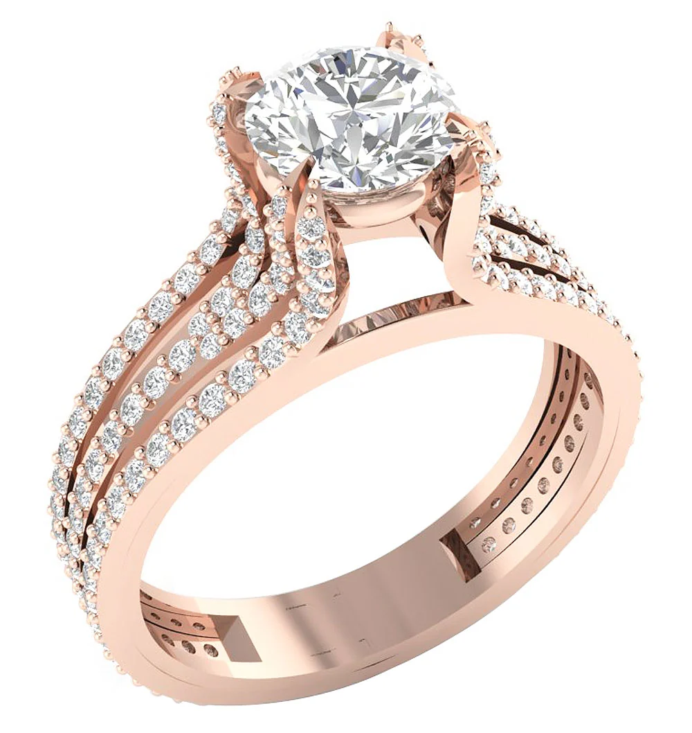The Sol 1 Carat Center Solitaire Round Diamond 2.25 Ct Engagement Ring 14K Rose Gold