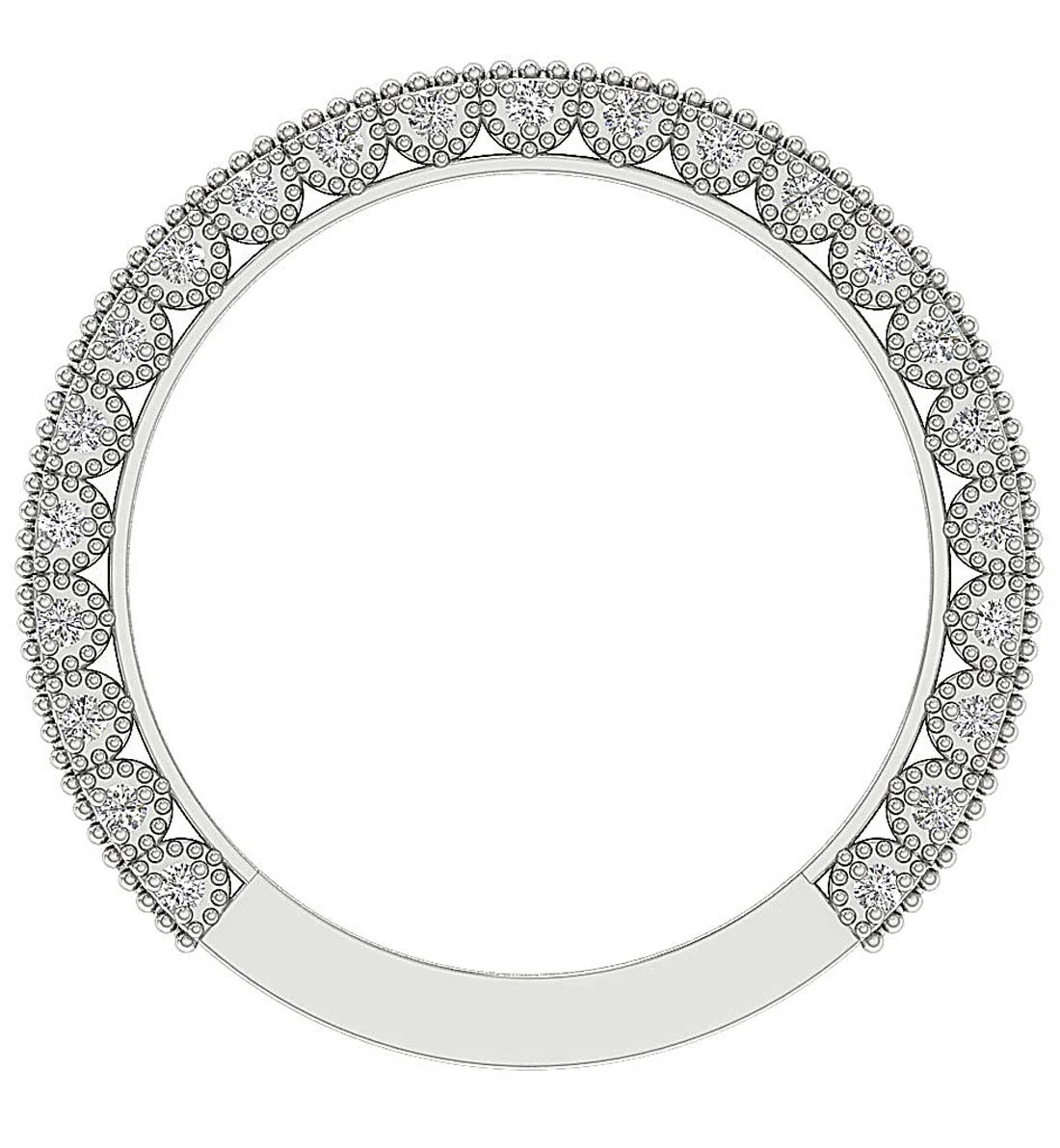 The Soleil Milgrain Half Eternity Engagement Ring Natural Diamond 14K White Gold - Image 4