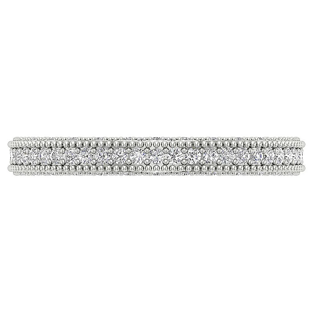 The Soleil Milgrain Half Eternity Engagement Ring Natural Diamond 14K White Gold - Image 7