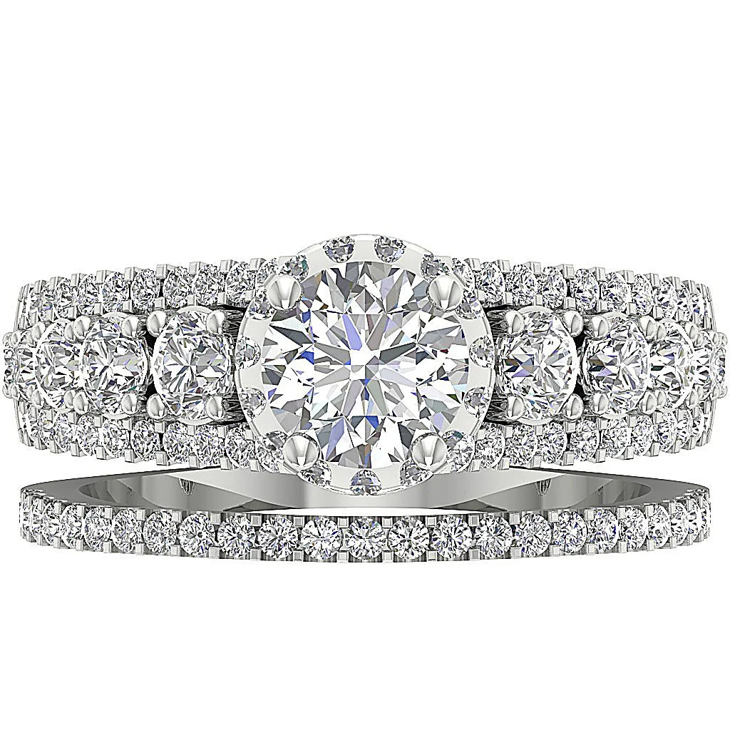 The Sophia Gorgeous Bridal Halo Engagement Ring Set Natural Diamond 14k Rose Gold - Image 6