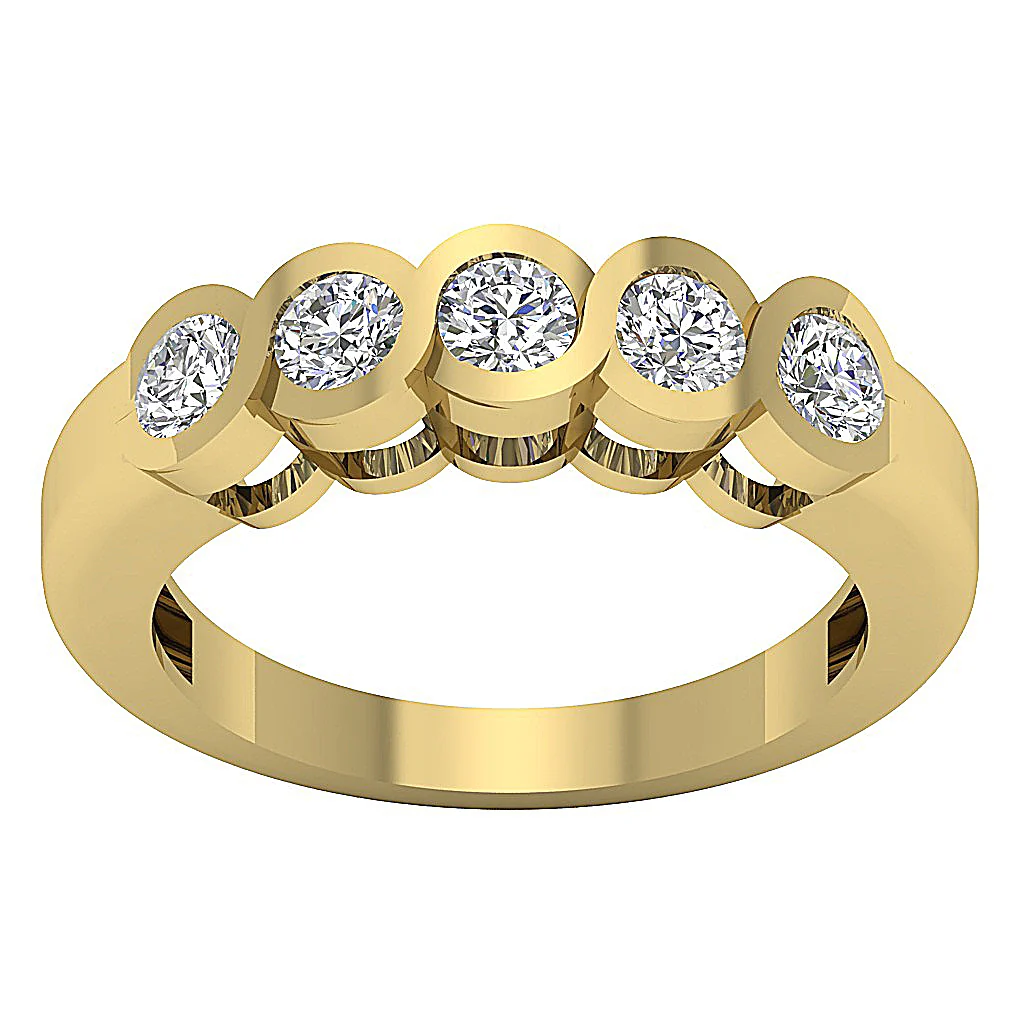The Soren Unique Bezel Set Genuine Diamond Yellow Gold Five Stone Ring For Her