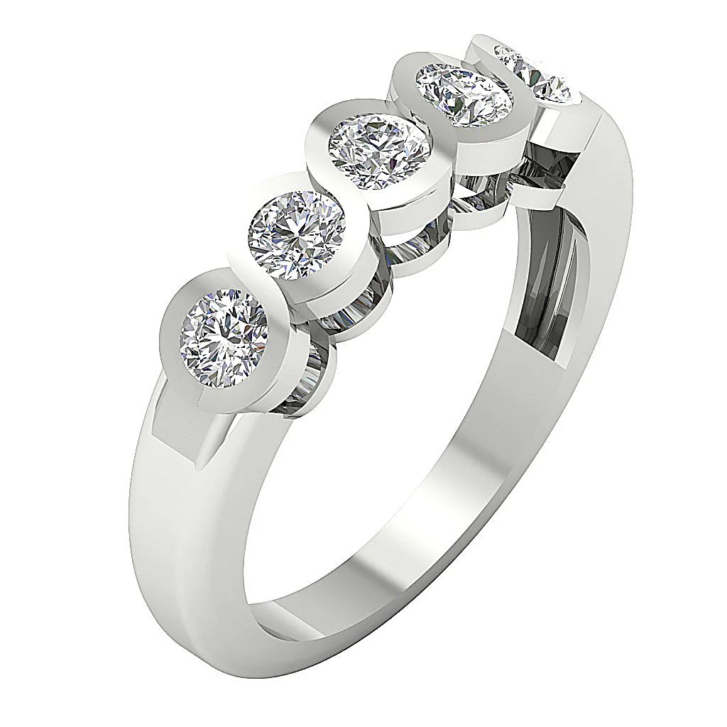 The Soren Unique Bezel Set Genuine Diamond Yellow Gold Five Stone Ring For Her - Image 2