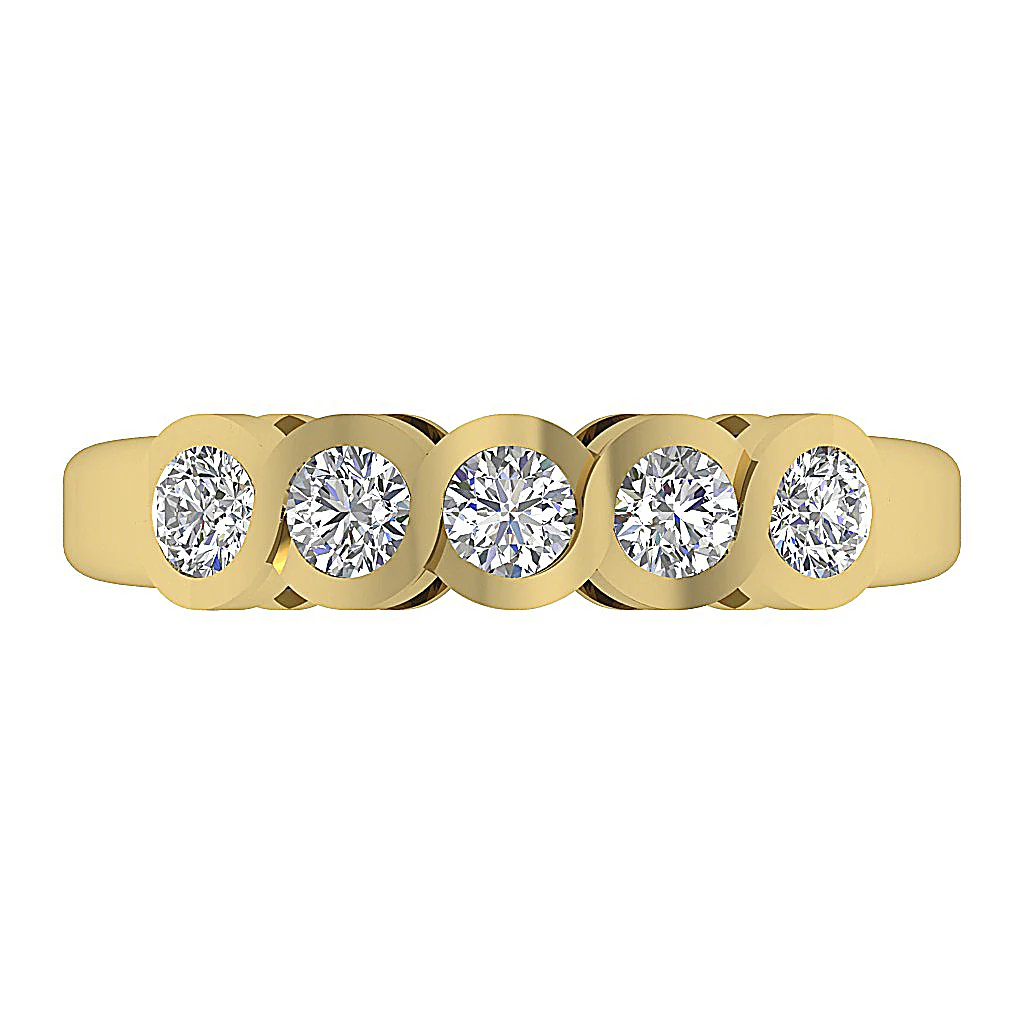 The Soren Unique Bezel Set Genuine Diamond Yellow Gold Five Stone Ring For Her - Image 5