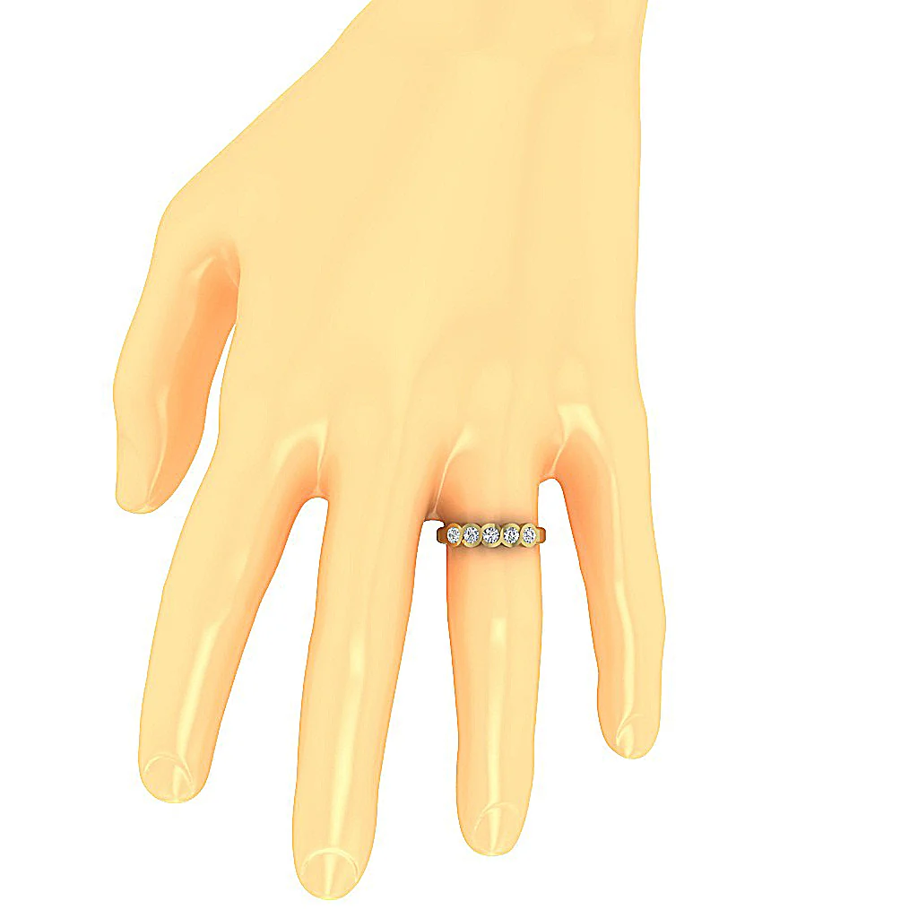 The Soren Unique Bezel Set Genuine Diamond Yellow Gold Five Stone Ring For Her - Image 7