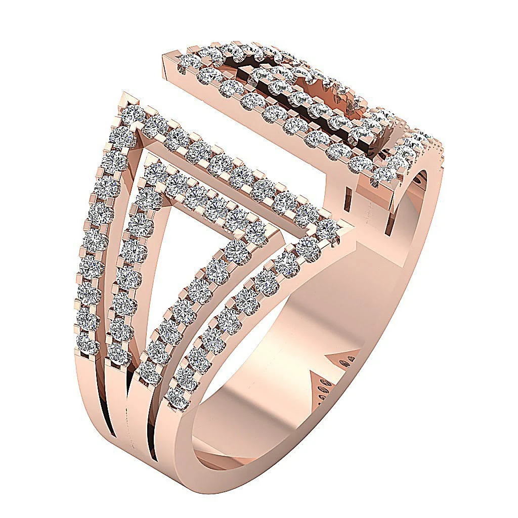 The Stetson Open Style Natural Diamond Wedding Anniversary Ring Yellow Gold 14.80 mm - Image 3