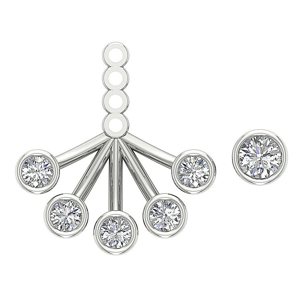 The Steven 14K White Gold Round Cut Diamond Removable Jacket Stud Earring 14.37 MM - Image 10