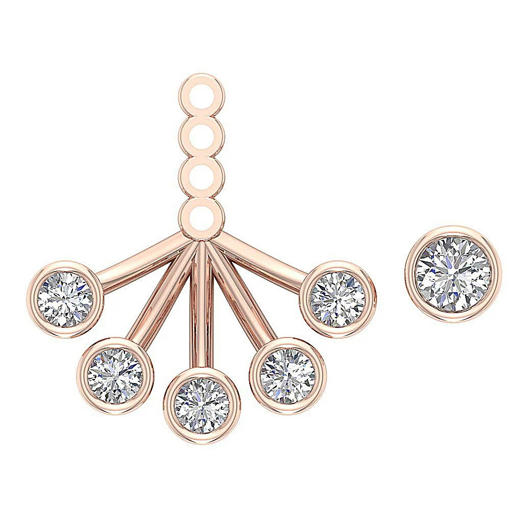 The Steven 14K White Gold Round Cut Diamond Removable Jacket Stud Earring 14.37 MM - Image 11