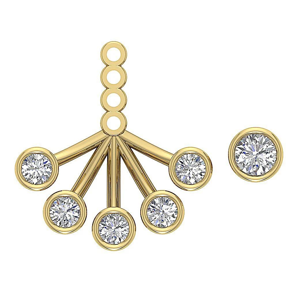 The Steven 14K White Gold Round Cut Diamond Removable Jacket Stud Earring 14.37 MM - Image 12