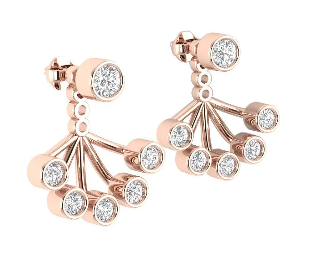 The Steven 14K White Gold Round Cut Diamond Removable Jacket Stud Earring 14.37 MM - Image 5