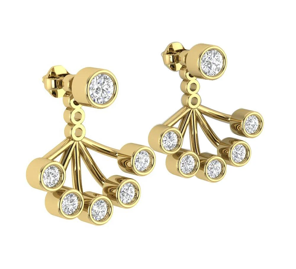 The Steven 14K White Gold Round Cut Diamond Removable Jacket Stud Earring 14.37 MM - Image 6