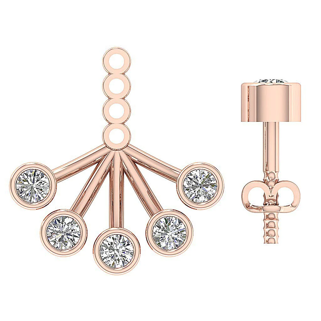 The Steven 14K White Gold Round Cut Diamond Removable Jacket Stud Earring 14.37 MM - Image 8