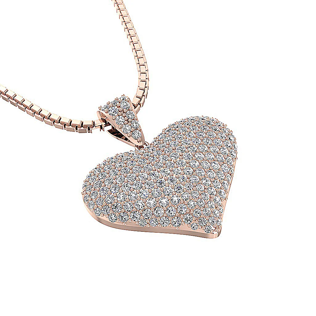 The Stevie 1.30 Carat Round Cut Diamond Heart Pendant necklace For Women 14K Solid Gold - Image 12