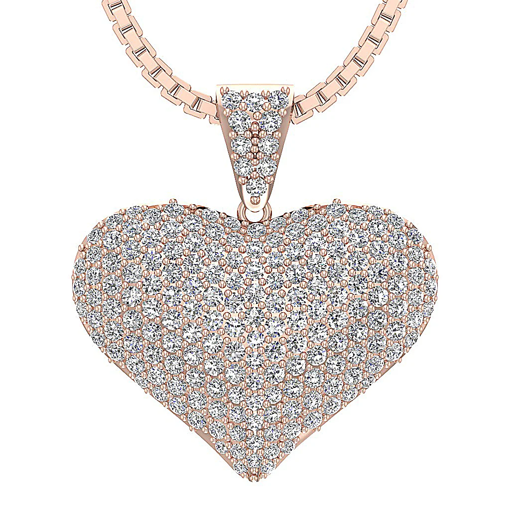 The Stevie 1.30 Carat Round Cut Diamond Heart Pendant necklace For Women 14K Solid Gold - Image 3