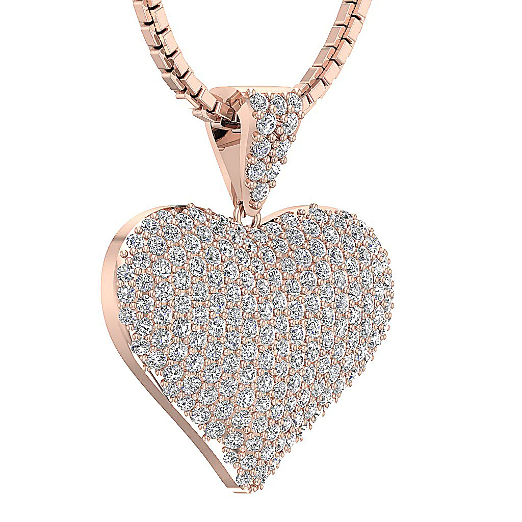 The Stevie 1.30 Carat Round Cut Diamond Heart Pendant necklace For Women 14K Solid Gold - Image 9