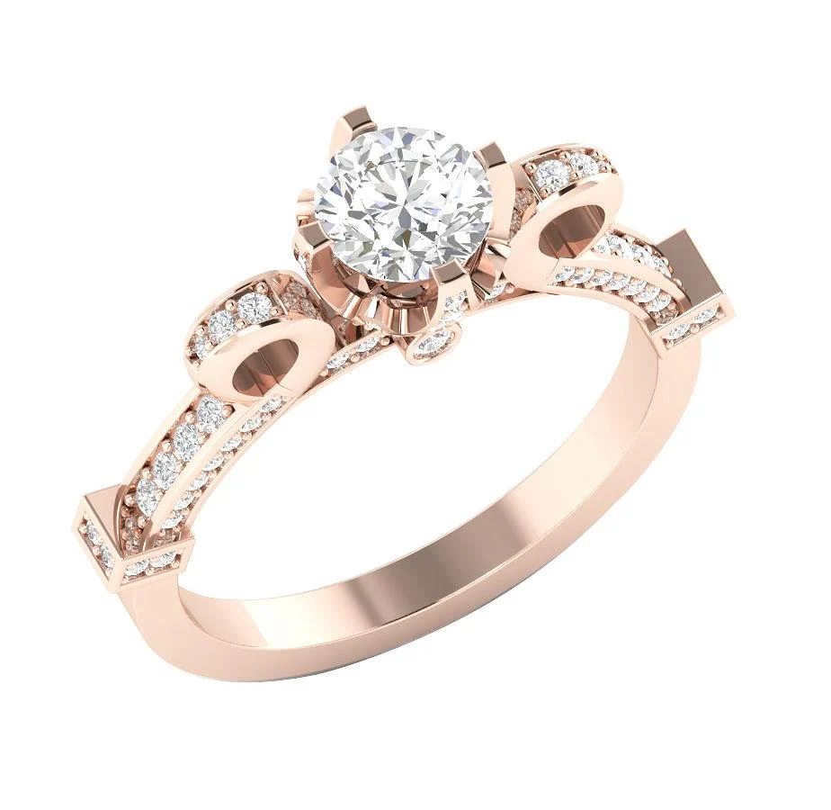 The Stone Sparkly Natural Round Diamond Solitaire Ring 14K White Yellow Rose Gold - Image 3