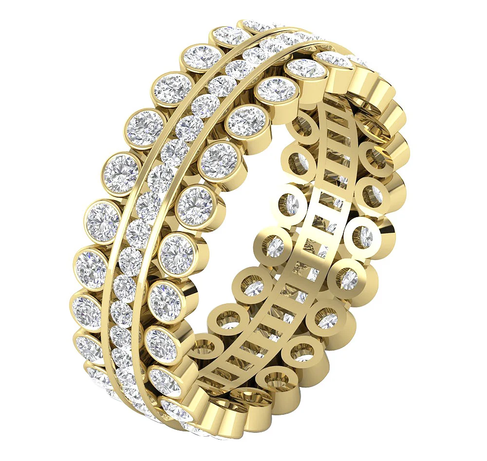 The Sullivan Elegant Three Row Natural Diamond Eternity Engagement Ring White Gold - Image 2