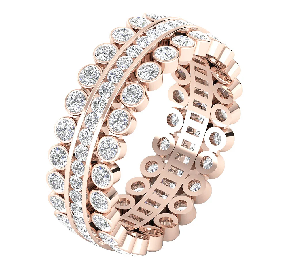 The Sullivan Elegant Three Row Natural Diamond Eternity Engagement Ring White Gold - Image 3