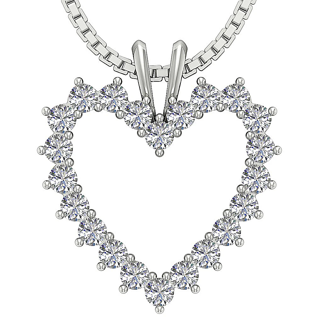 The Sydney Beautiful Genuine Round Diamond Open Heart Pendant For Her 14K Gold