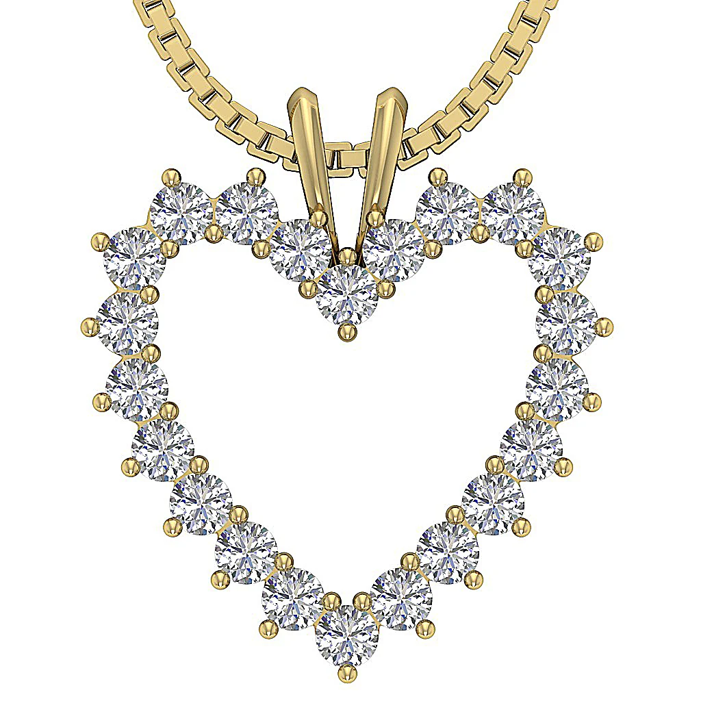 The Sydney Beautiful Genuine Round Diamond Open Heart Pendant For Her 14K Gold - Image 2
