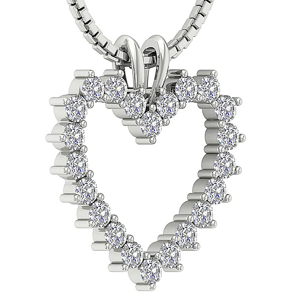 The Sydney Beautiful Genuine Round Diamond Open Heart Pendant For Her 14K Gold - Image 4