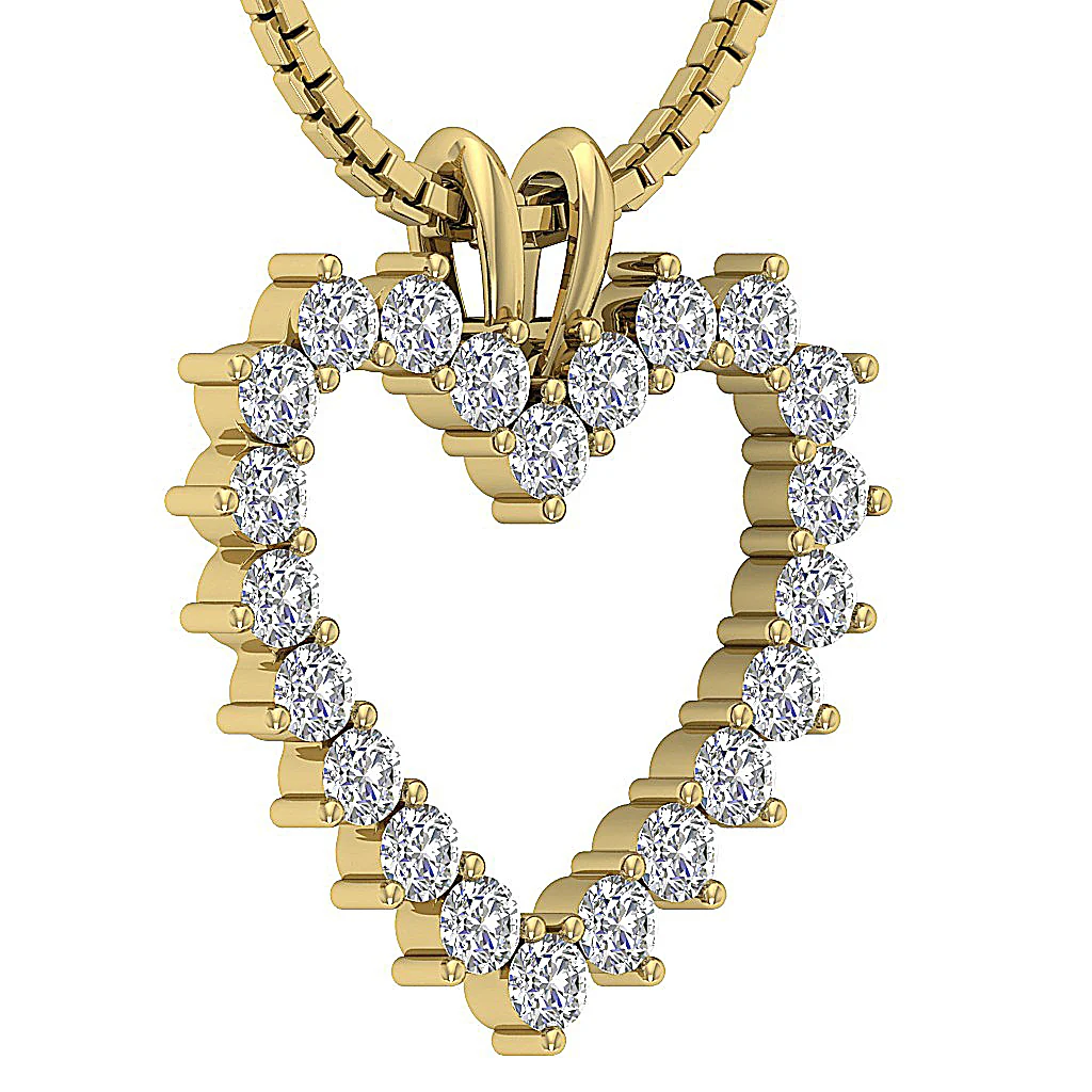 The Sydney Beautiful Genuine Round Diamond Open Heart Pendant For Her 14K Gold - Image 5