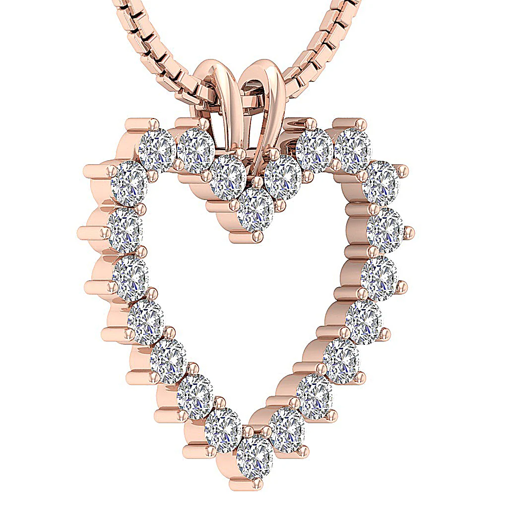 The Sydney Beautiful Genuine Round Diamond Open Heart Pendant For Her 14K Gold - Image 6
