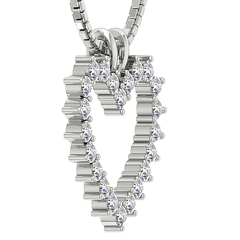 The Sydney Beautiful Genuine Round Diamond Open Heart Pendant For Her 14K Gold - Image 7